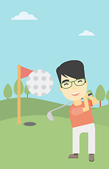 Image showing Golfer hitting the ball vector illustration.