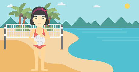 Image showing Beach volleyball player vector illustration.