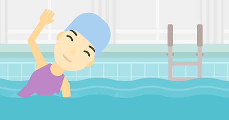 Image showing Woman swimming in pool vector illustration.