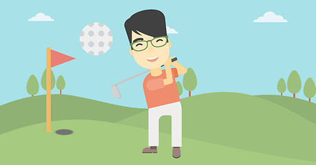 Image showing Golfer hitting the ball vector illustration.