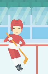 Image showing Ice hockey player with stick vector illustration.