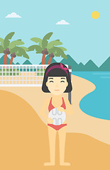 Image showing Beach volleyball player vector illustration.