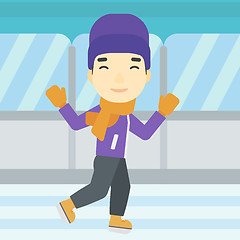 Image showing Man ice skating vector illustration.