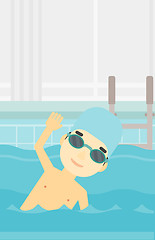 Image showing Man swimming in pool vector illustration.