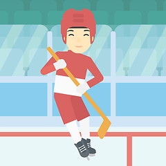 Image showing Ice hockey player with stick vector illustration.