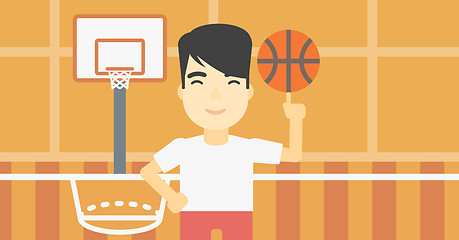 Image showing Basketball player spinning ball.