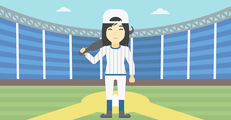 Image showing Baseball player with bat vector illustration.