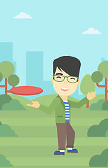 Image showing Man playing flying disc vector illustration.