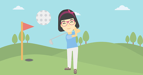 Image showing Golfer hitting the ball vector illustration.