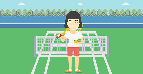 Image showing Female tennis player vector illustration.