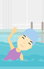 Image showing Woman swimming in pool vector illustration.