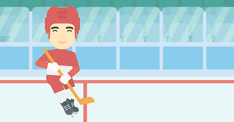 Image showing Ice hockey player with stick vector illustration.