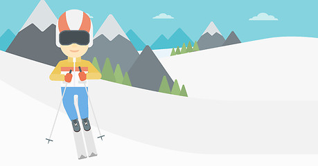 Image showing Young man skiing vector illustration.