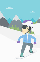 Image showing Young man snowboarding vector illustration.