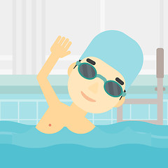 Image showing Man swimming in pool vector illustration.