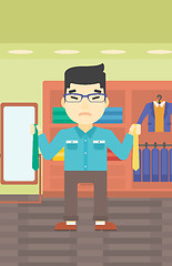 Image showing Customer choosing necktie vector illustration.