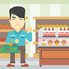 Image showing Man refusing junk food vector illustration.