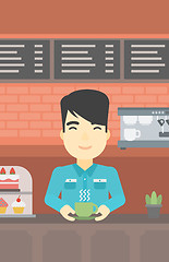 Image showing Man making coffee vector illustration.