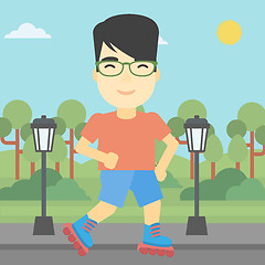 Image showing Sporty man on roller-skates vector illustration.