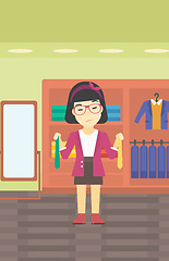 Image showing Customer choosing necktie vector illustration.