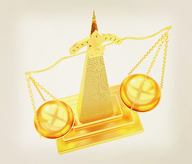 Image showing Gold scales of justice. 3D illustration. Vintage style.