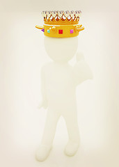 Image showing 3d people - man, person with a golden crown. King . 3D illustrat