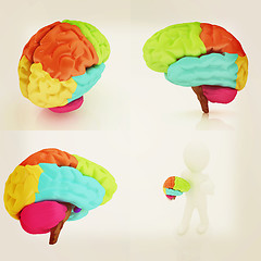 Image showing Colorfull human brain. 3D illustration. Vintage style.