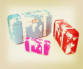 Image showing suitcases for travel . 3D illustration. Vintage style.