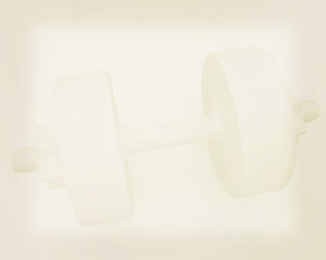 Image showing White dumbbells on a white background. 3D illustration. Vintage 