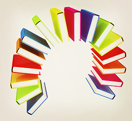 Image showing Colorful books like the rainbow . 3D illustration. Vintage style