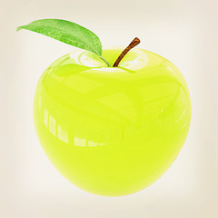 Image showing Green apple, isolated on white background . 3D illustration. Vin