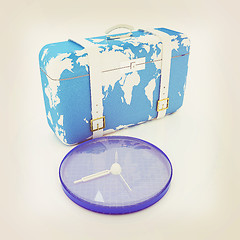 Image showing Suitcase for travel. 3D illustration. Vintage style.