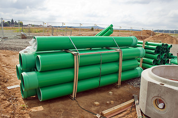 Image showing Green sewer pipes