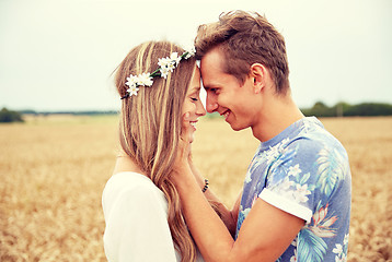 Image showing happy smiling young hippie couple outdoors