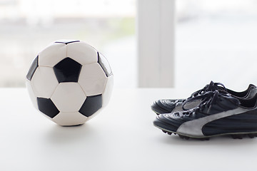 Image showing close up of soccer ball and football boots