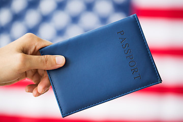 Image showing close up of hand with american passport