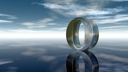 Image showing metal letter o under cloudy sky - 3d rendering