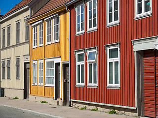 Image showing Wooden houses in Trondheim, Norway