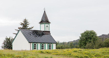 Image showing White Church in Thingvellir National park - Iceland