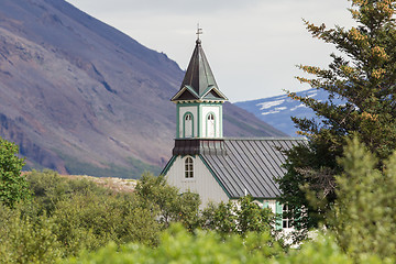 Image showing White Church in Thingvellir National park - Iceland