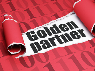 Image showing Finance concept: black text Golden Partner under the piece of  torn paper