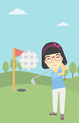 Image showing Golfer hitting the ball vector illustration.