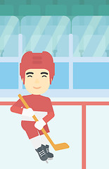 Image showing Ice hockey player with stick vector illustration.