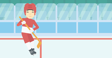 Image showing Ice hockey player with stick vector illustration.