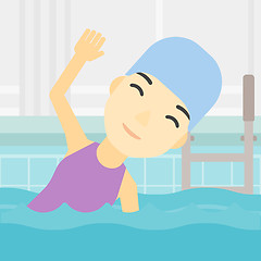 Image showing Woman swimming in pool vector illustration.