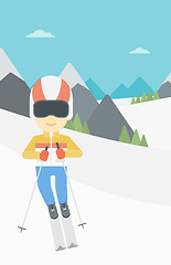 Image showing Young man skiing vector illustration.