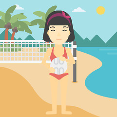 Image showing Beach volleyball player vector illustration.