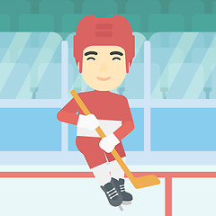 Image showing Ice hockey player with stick vector illustration.