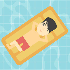 Image showing Man relaxing in swimming pool vector illustration.