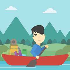 Image showing Man riding in kayak vector illustration.